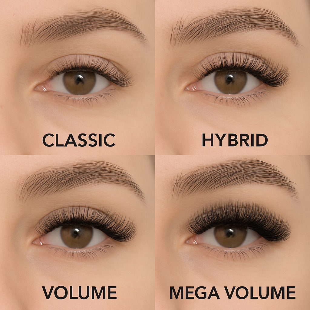 Various types of eyelash extensions
