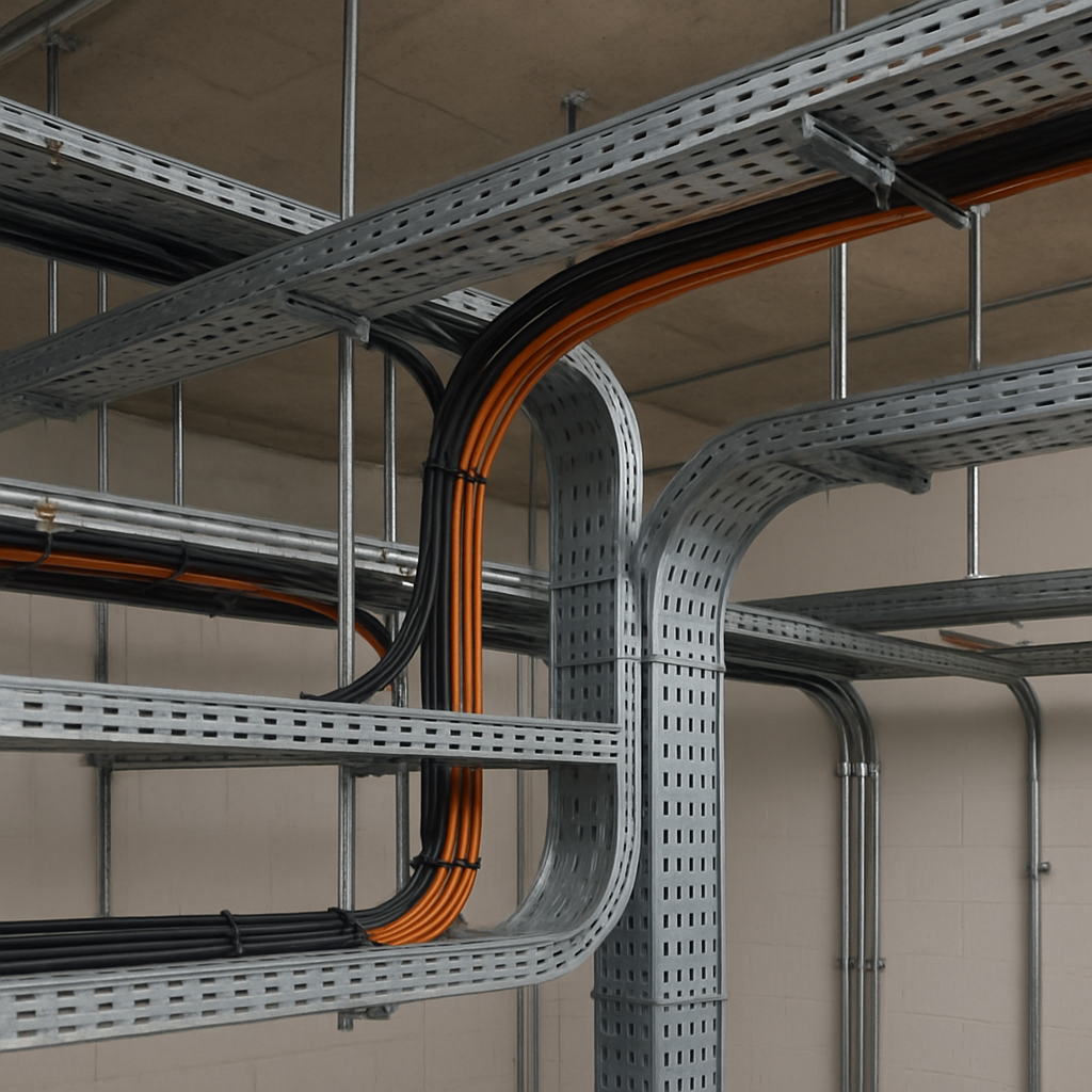 Industrial cable tray setup