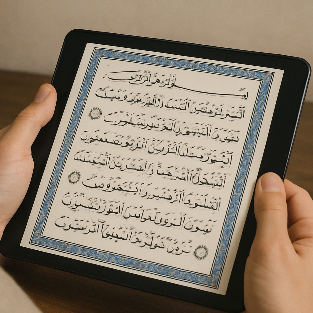 quran reading on a screen