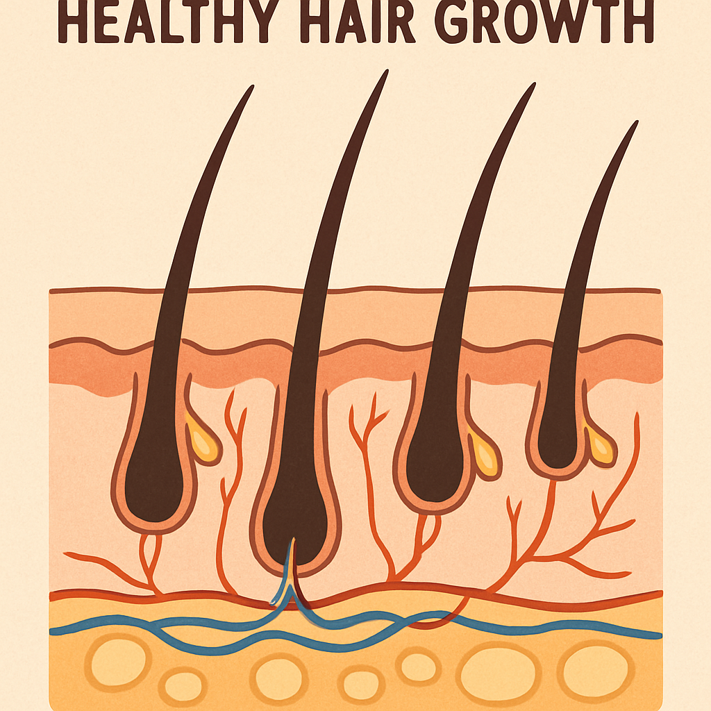 Illustration of healthy hair growth