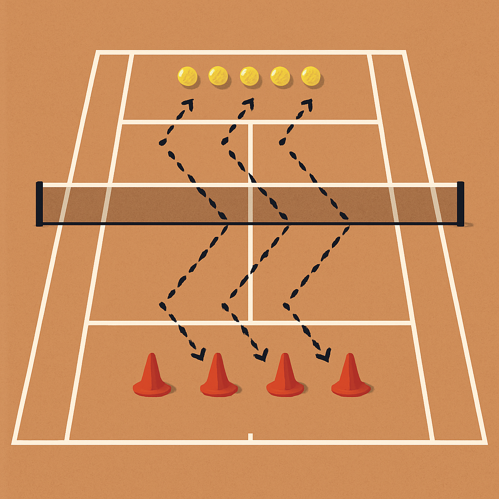 Tennis agility drill setup