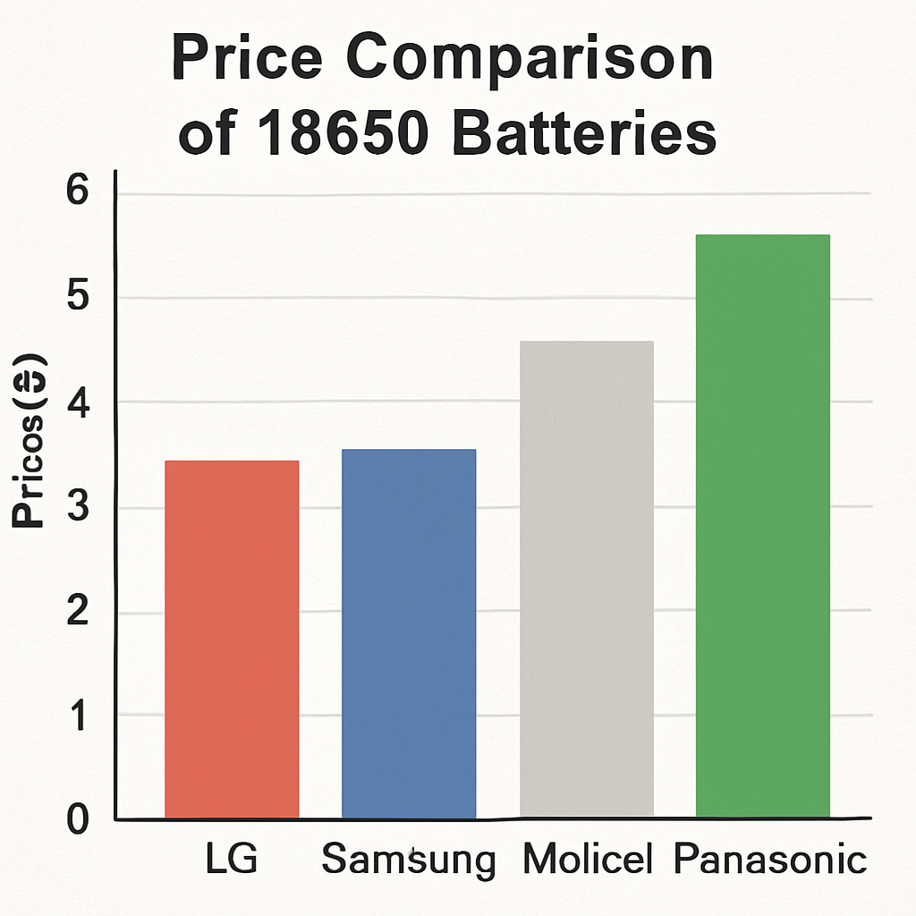 Price comparison chart of 18650 batteries