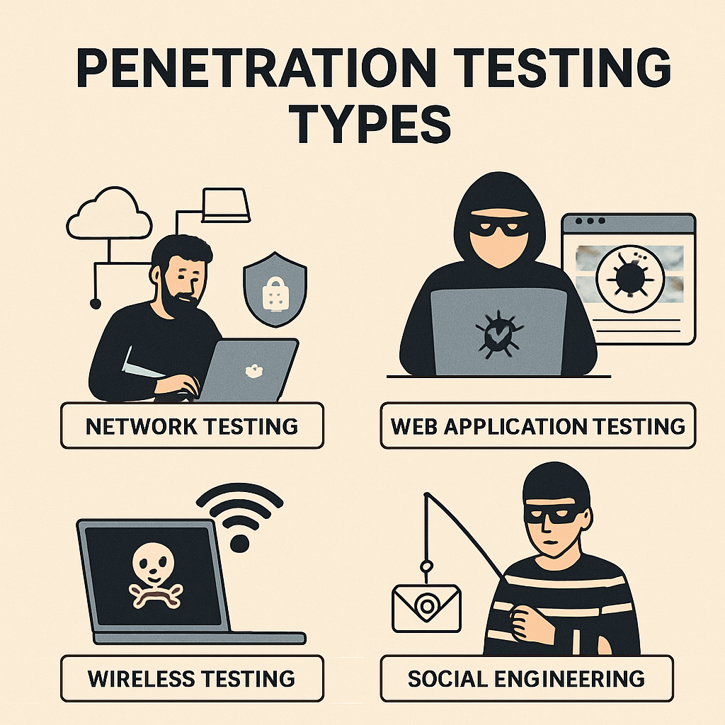 Illustration of various penetration testing types