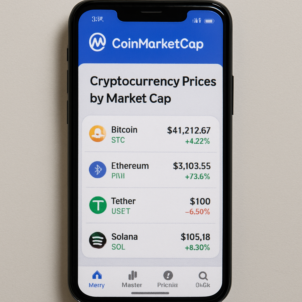 CoinMarketCap app on a smartphone
