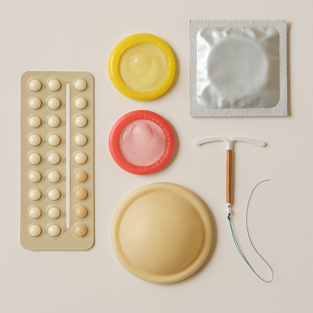 Various contraceptive methods including pills and condoms