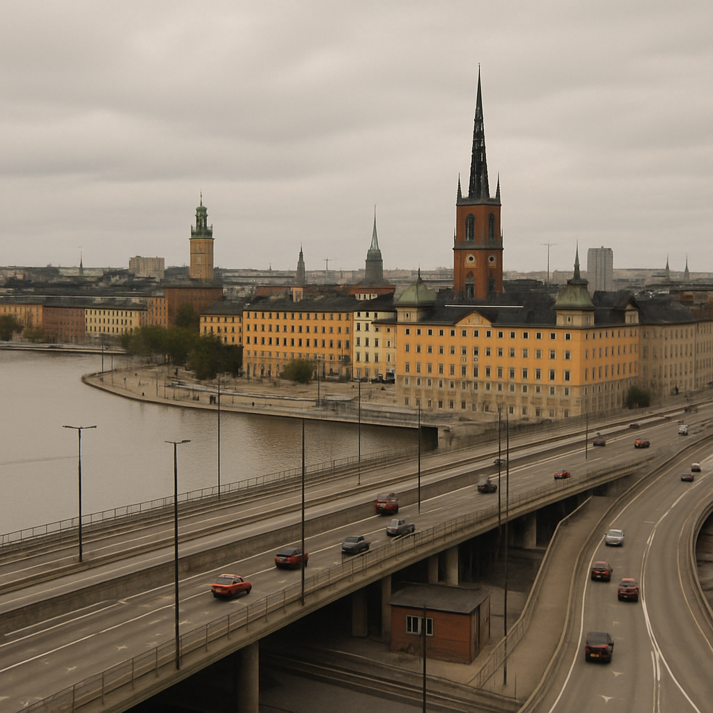 Stockholm cityscape with urban infrastructure