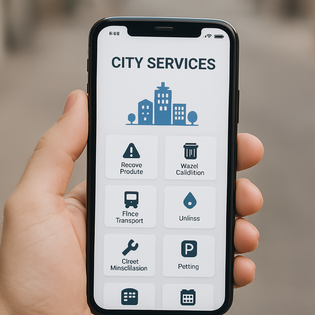 Mobile phone displaying a city service app