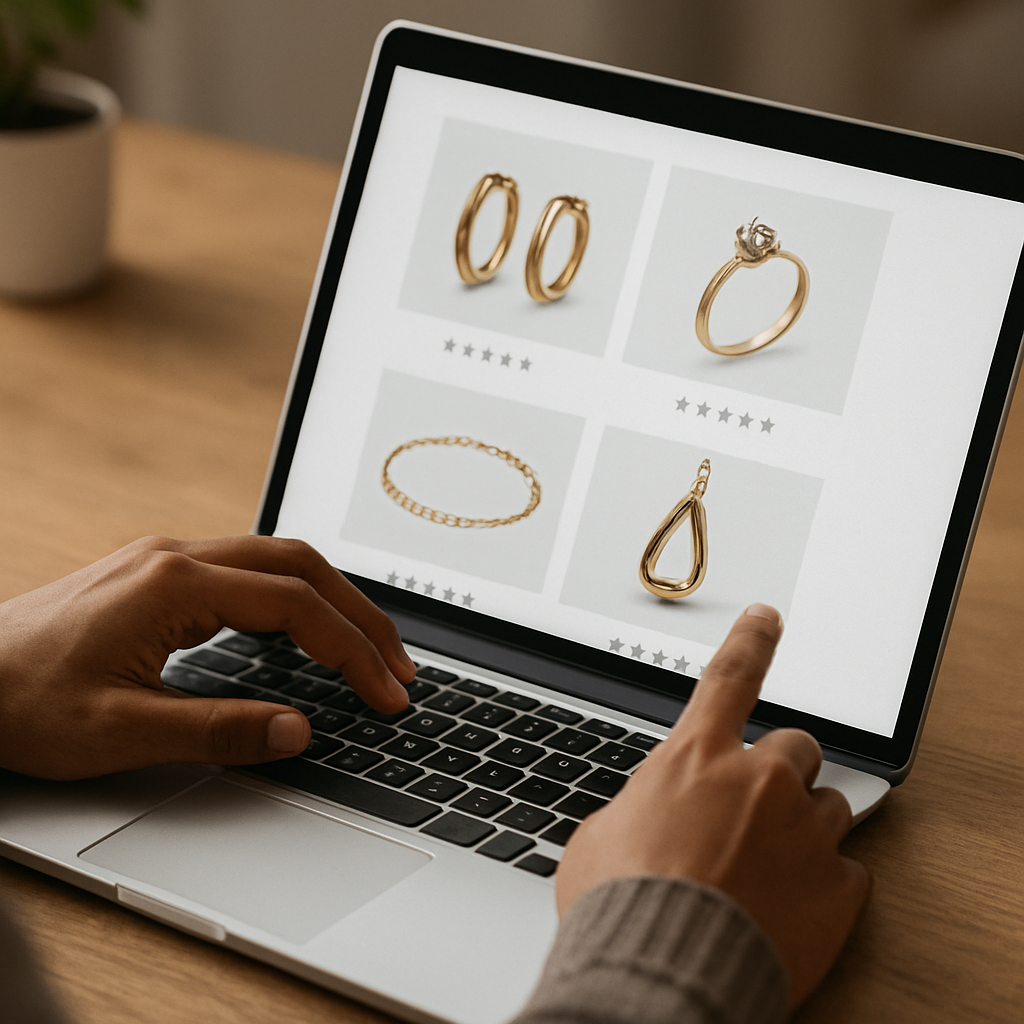 Person shopping for jewelry online