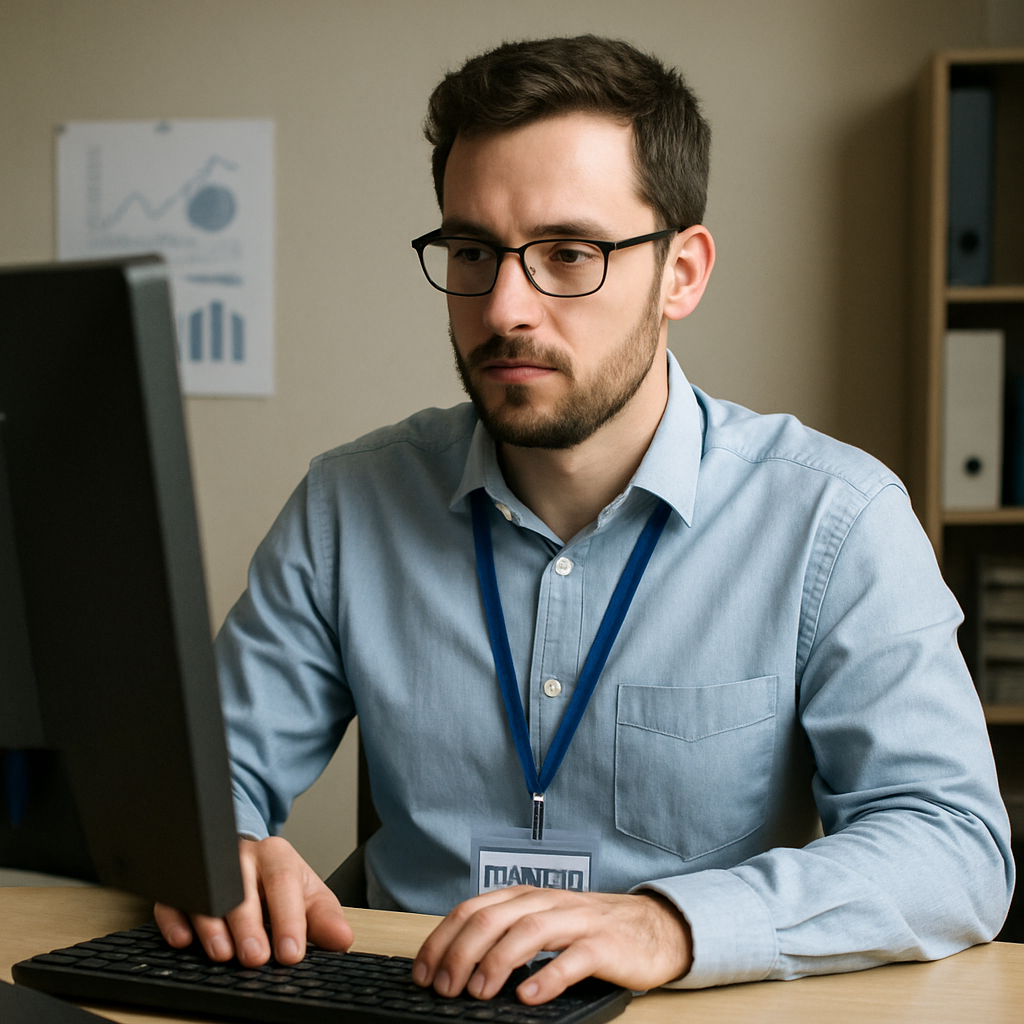 IT consultant working on a computer