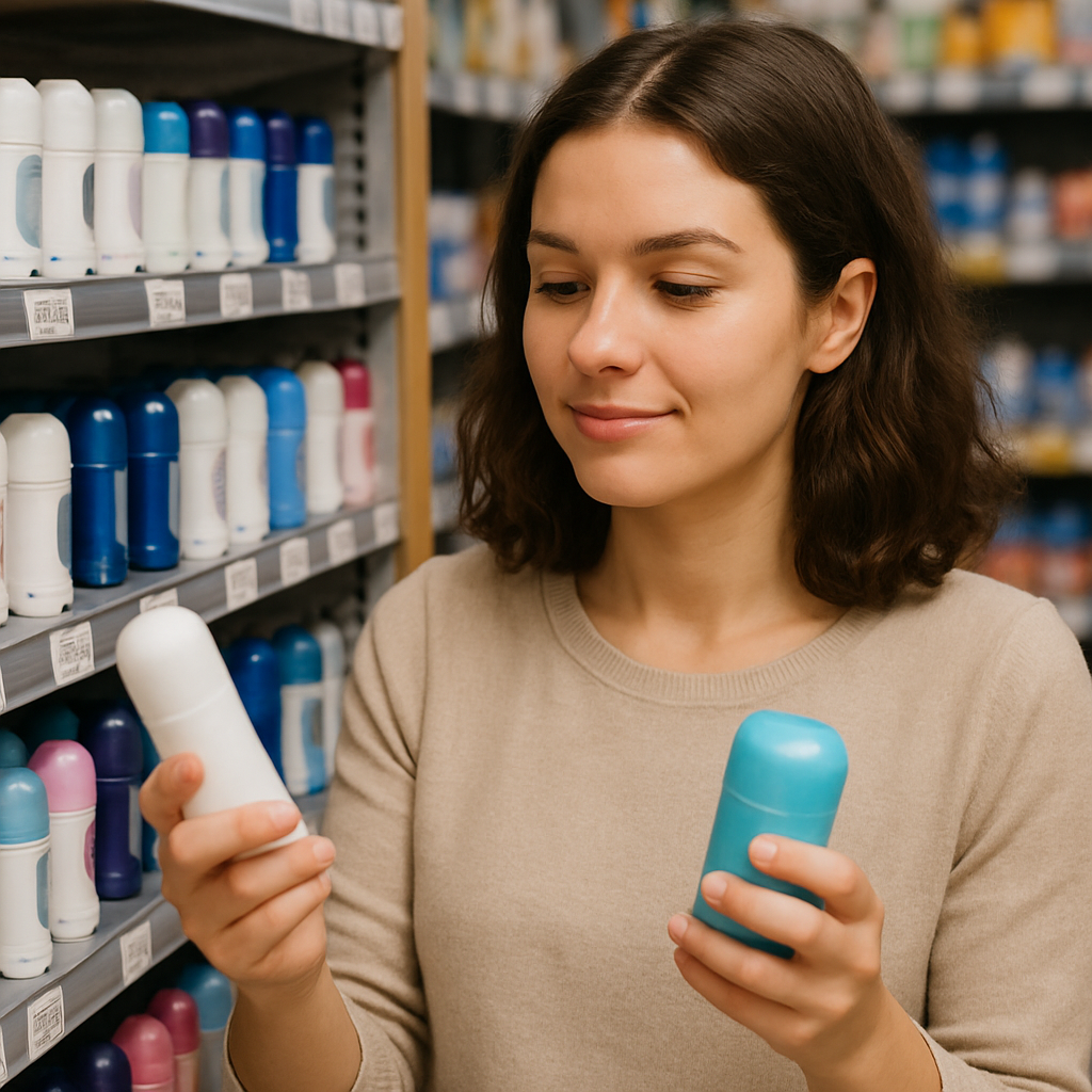 woman choosing deodorant