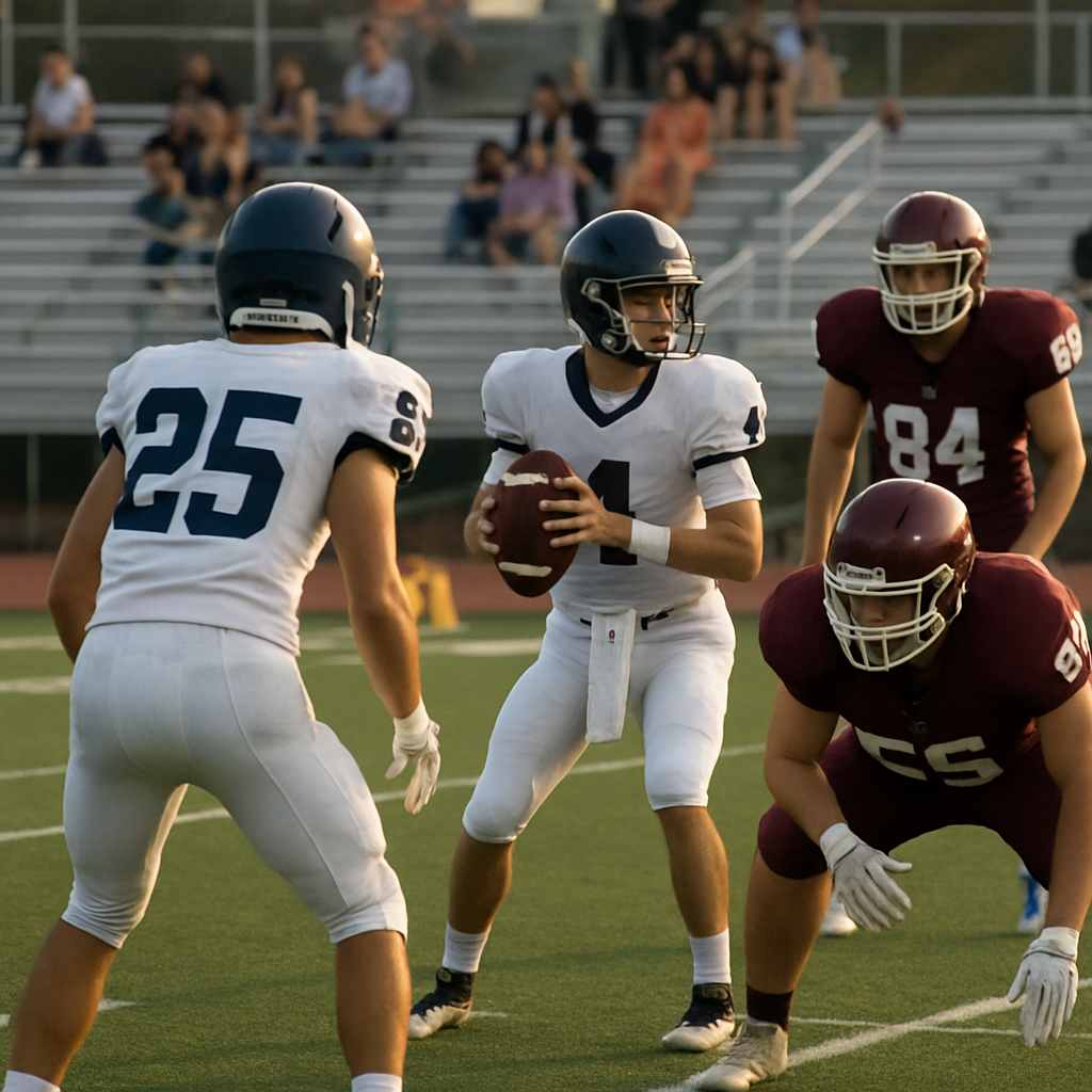 High school football players on the field