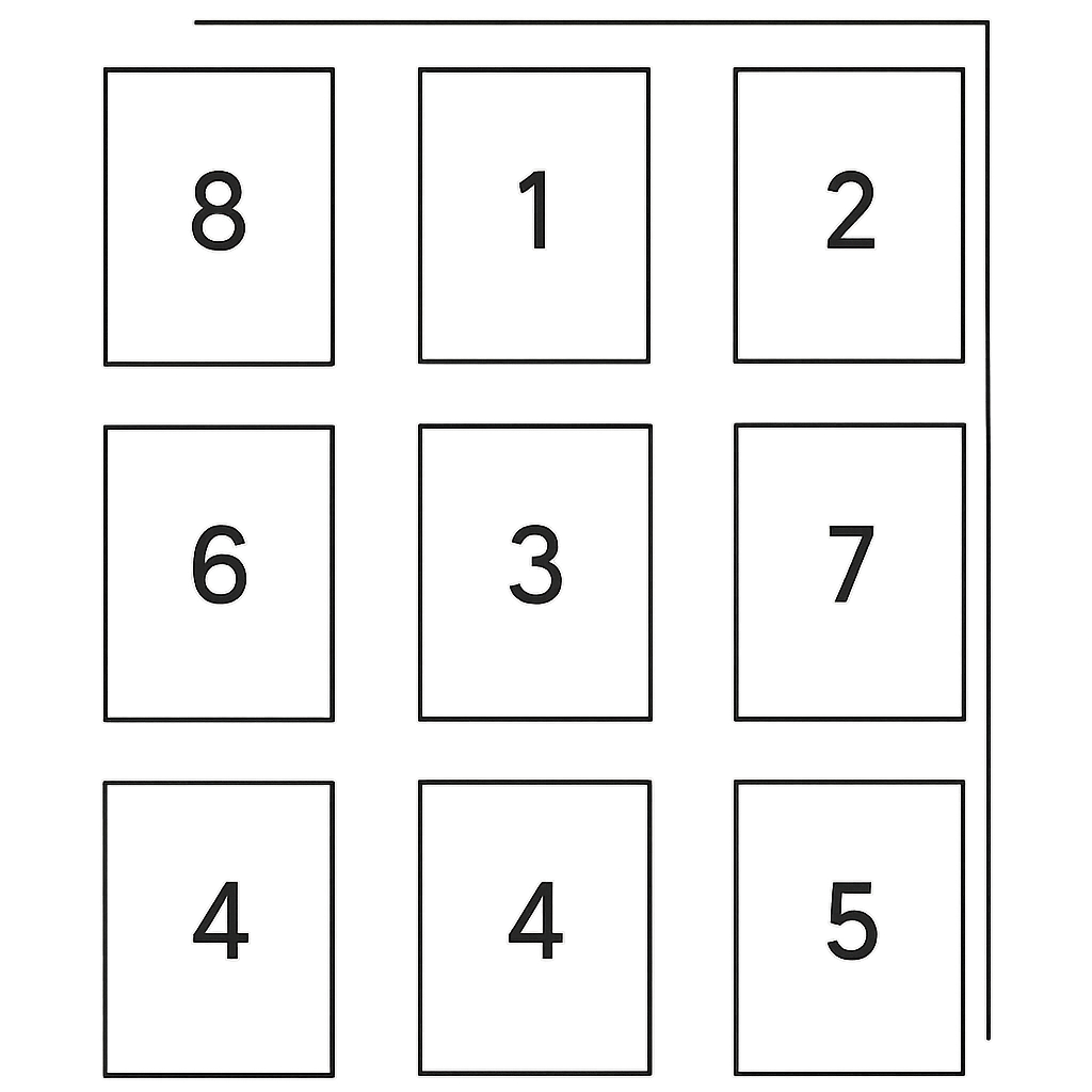 Diagram showing book pages arranged for imposition