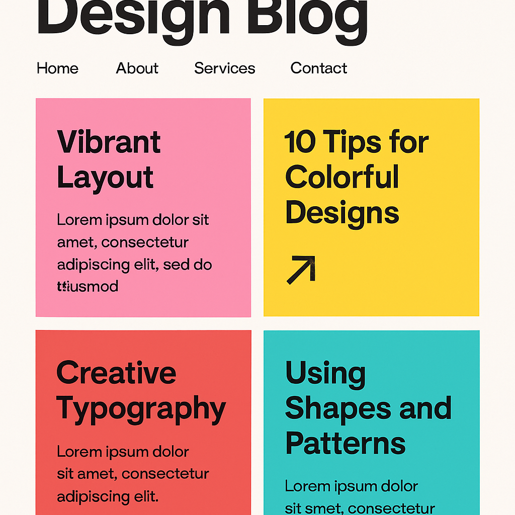 A well-organized design blog showcasing a captivating and colorful layout