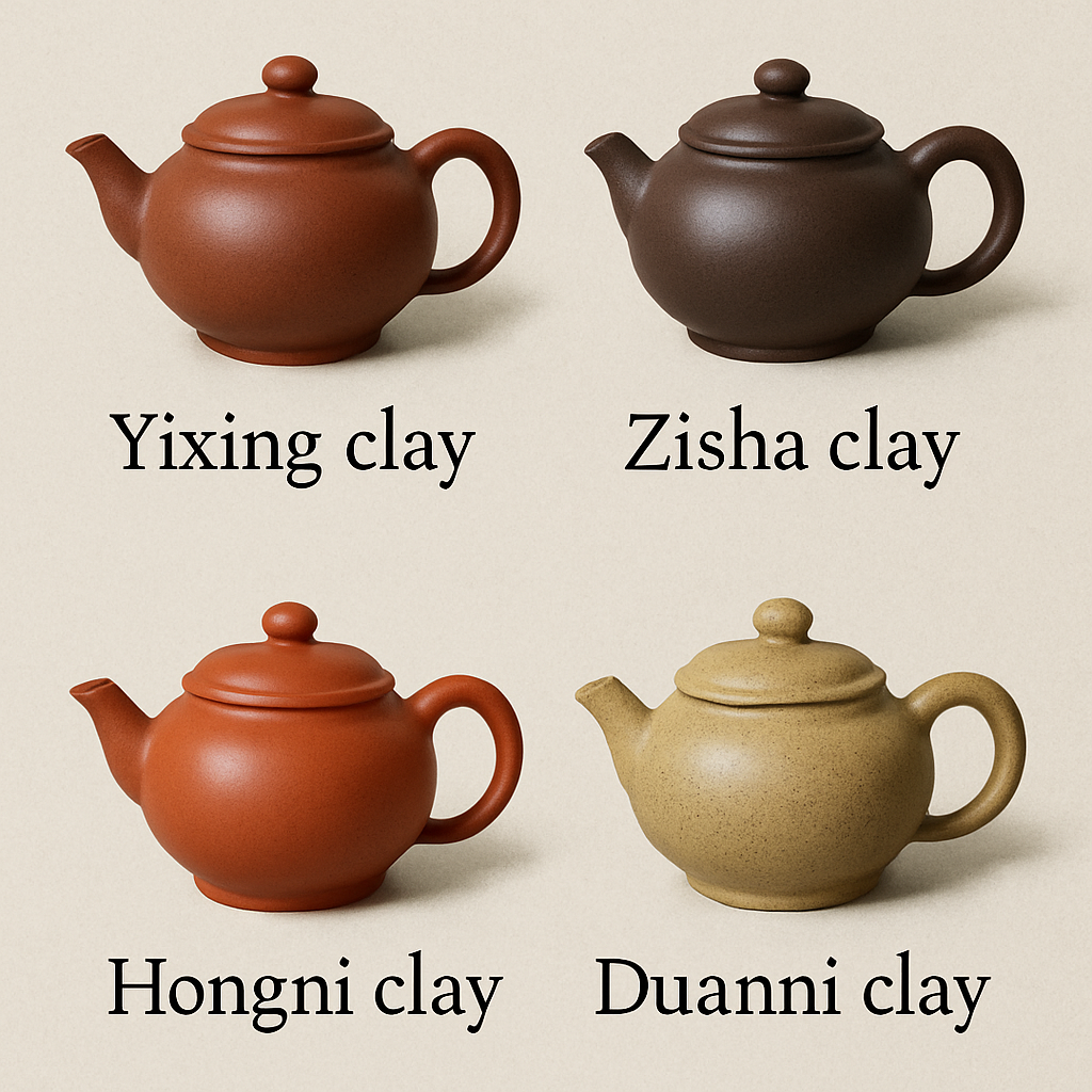 Different types of clay used in tea vessels