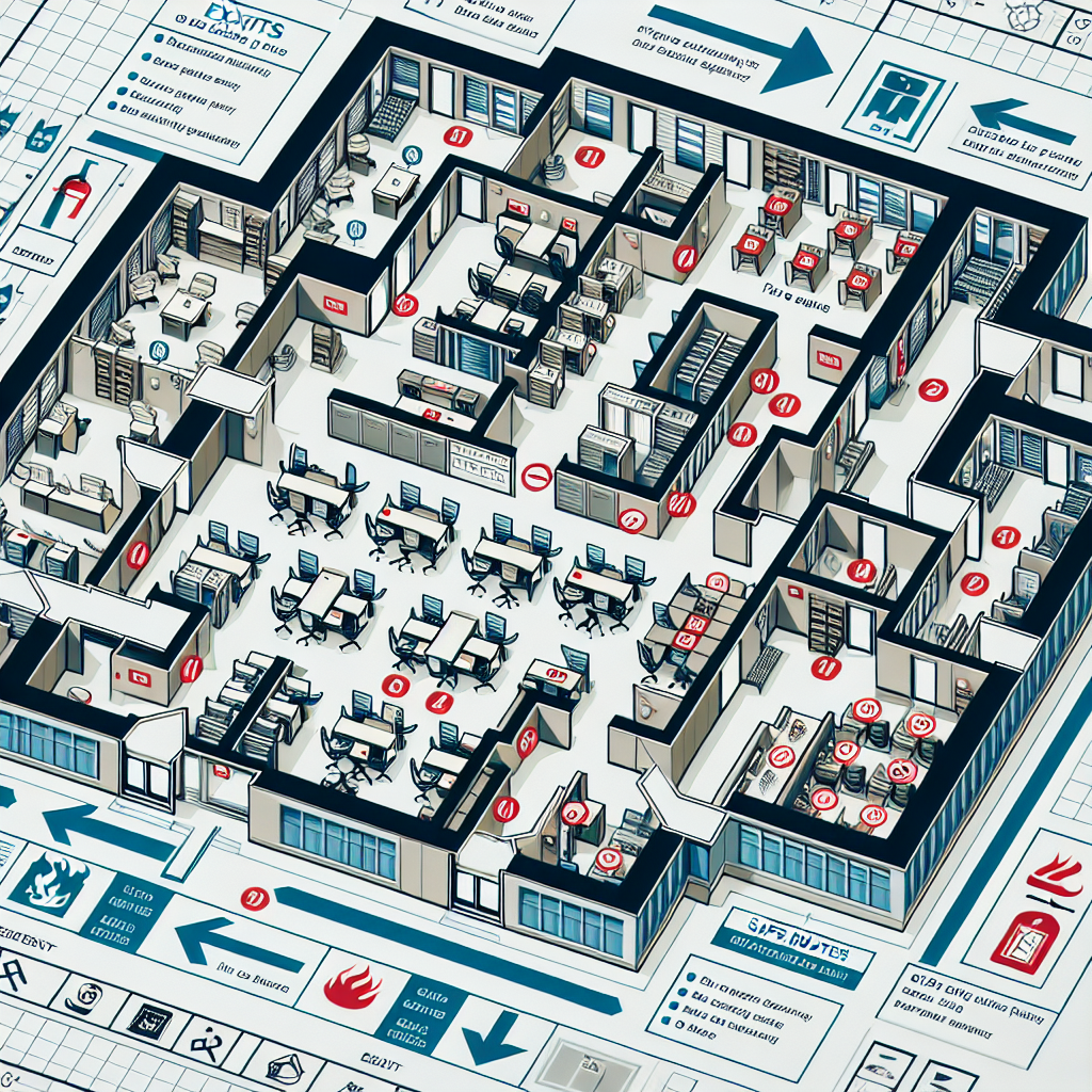 Diagram of a Fire Escape Plan with Marked Exits