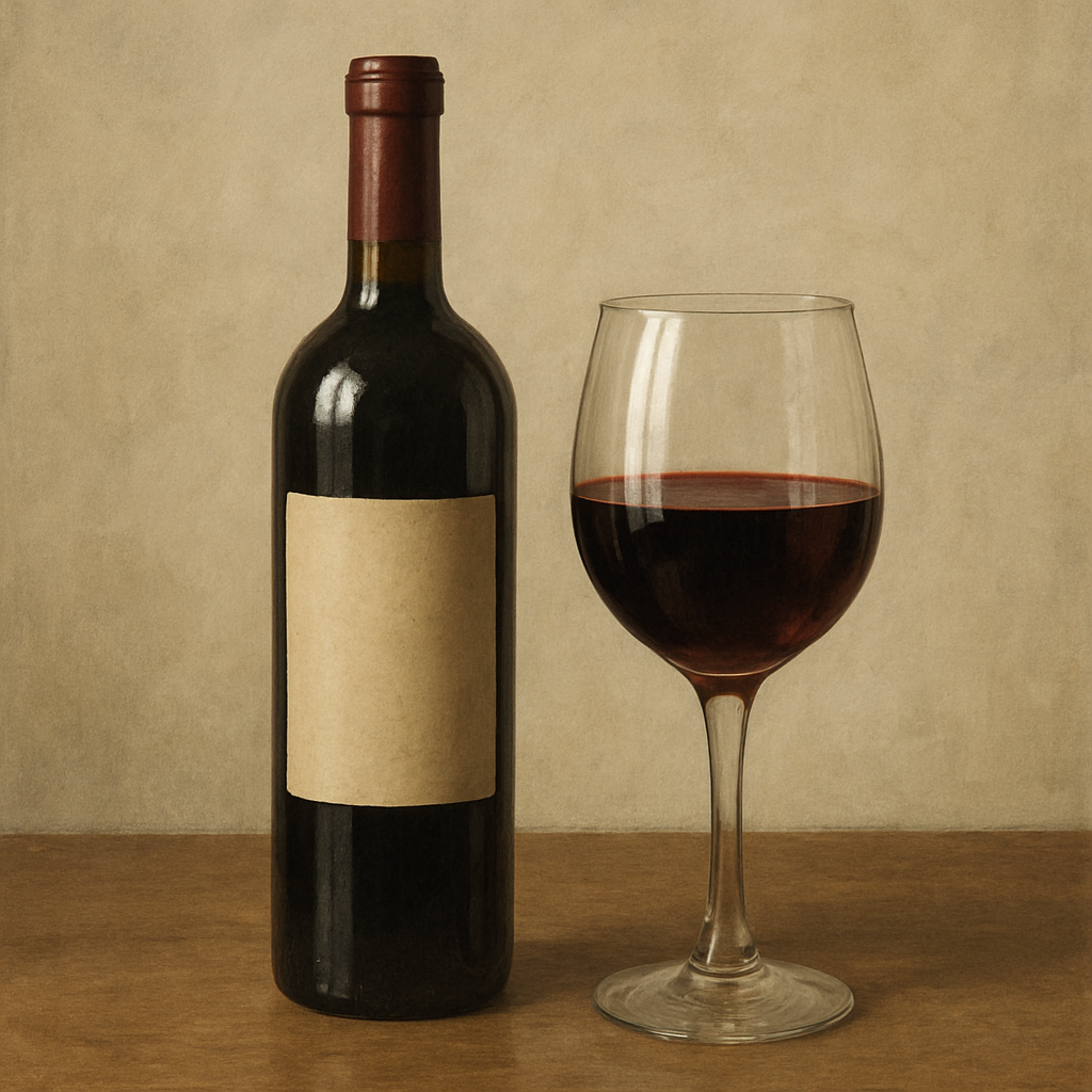 Wine bottle and glass