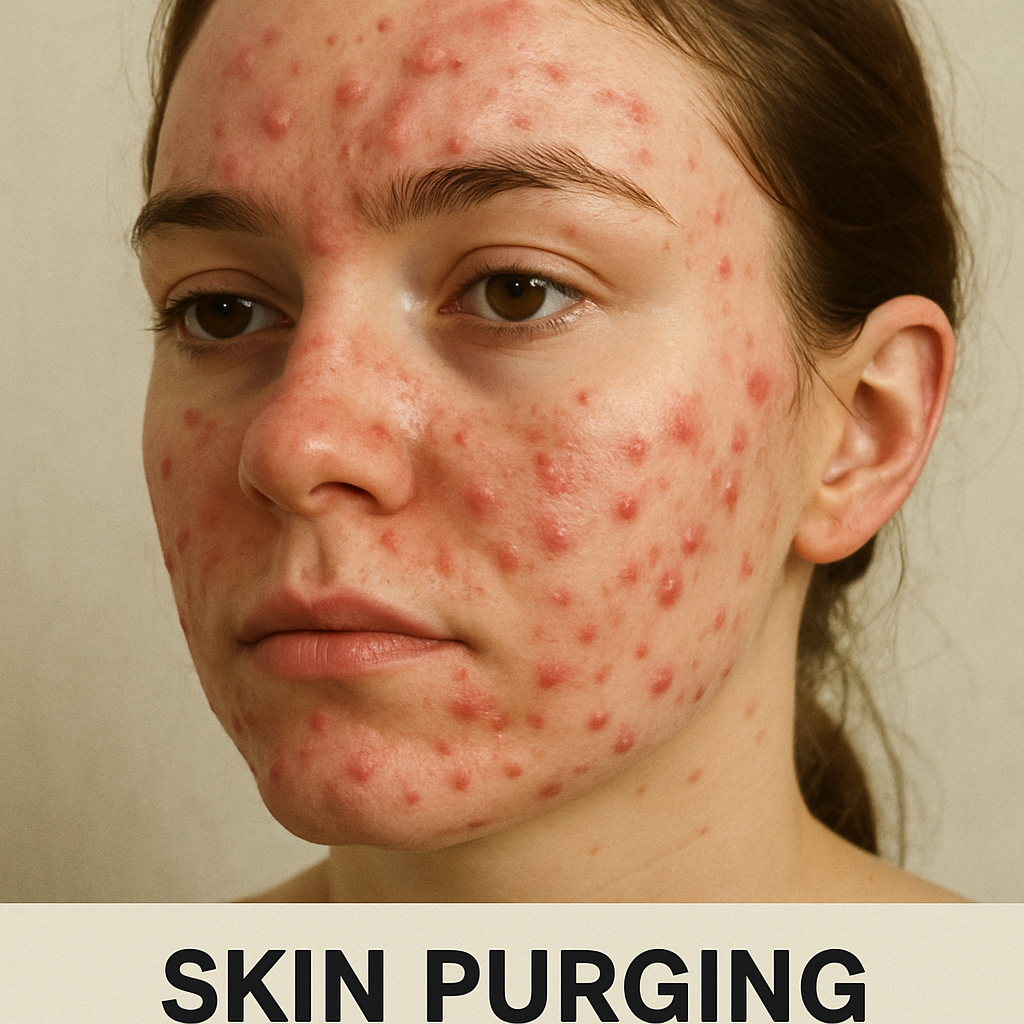 Example of skin purging vs. breakout