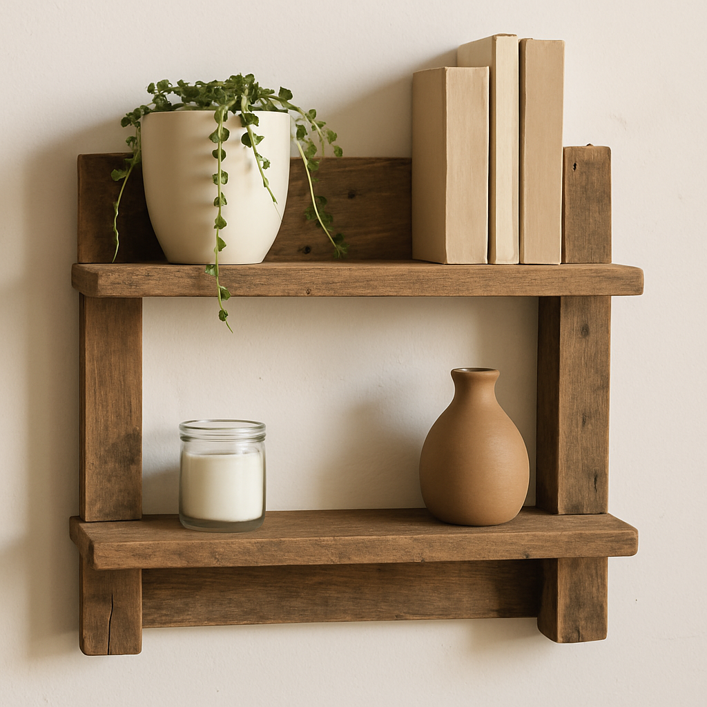 Exemple d'étagère murale en bois recyclé