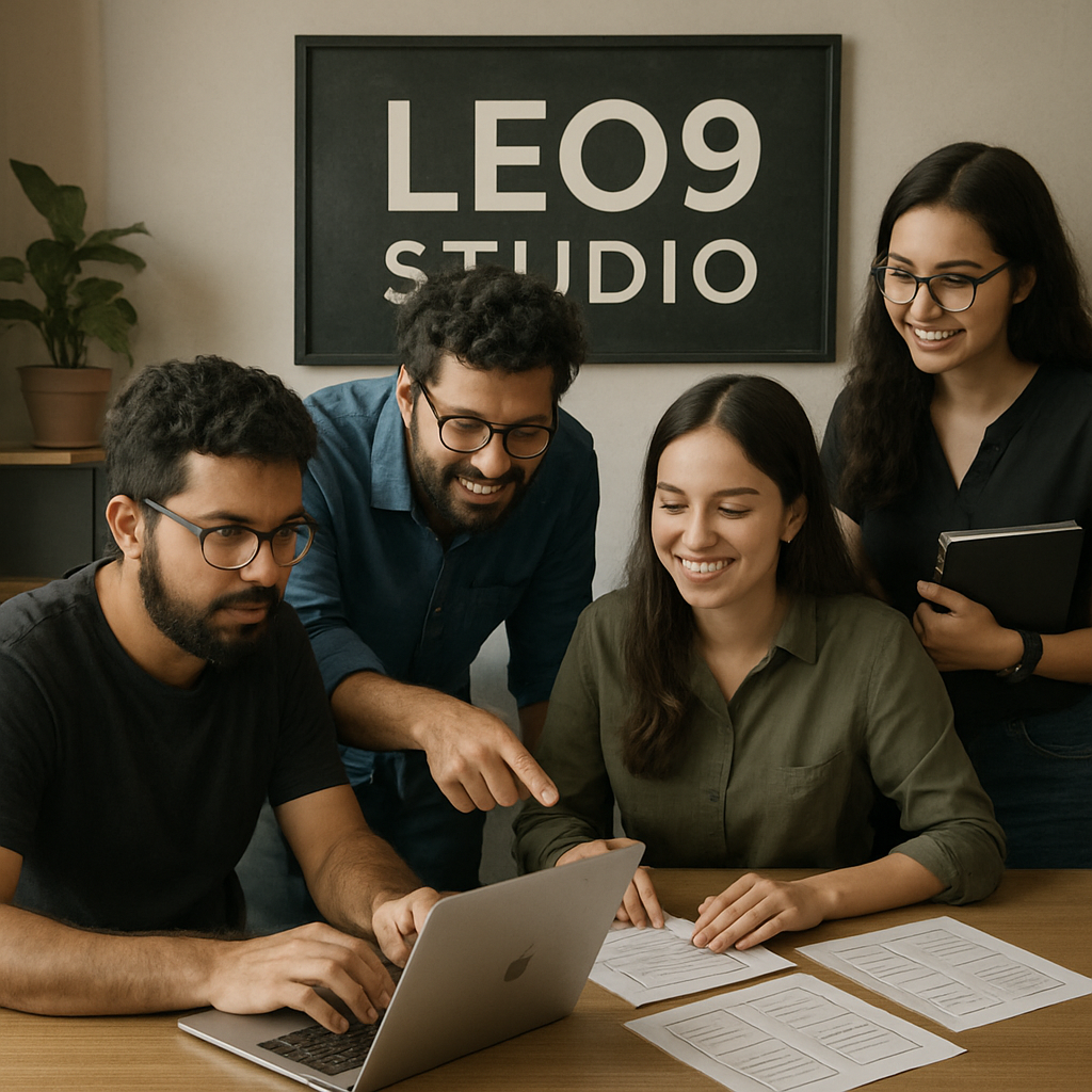 Leo9 Studio team working on a project