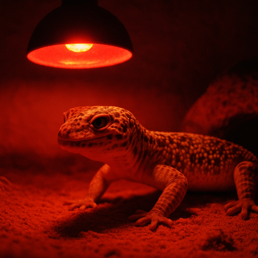Reptile under night heat lamp