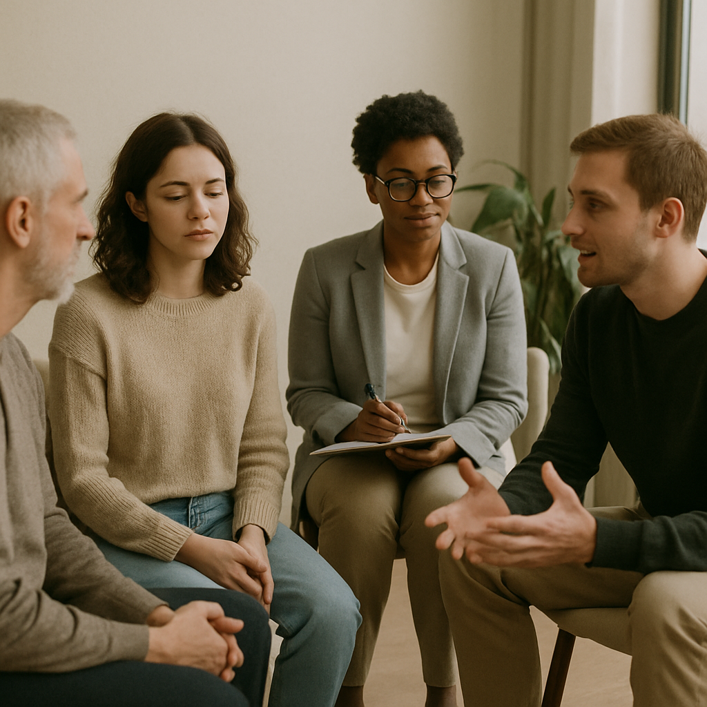 Image of a calm therapy session in a group setting