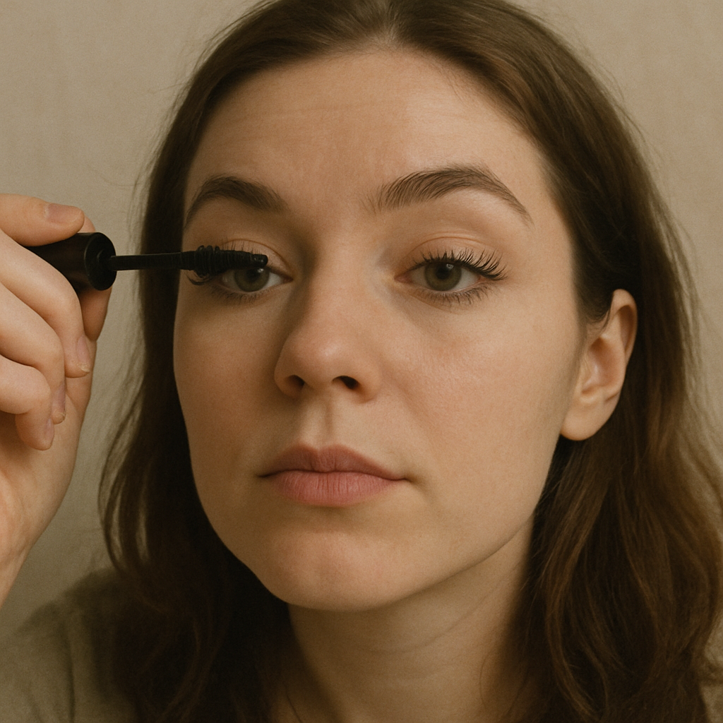 Woman applying mascara