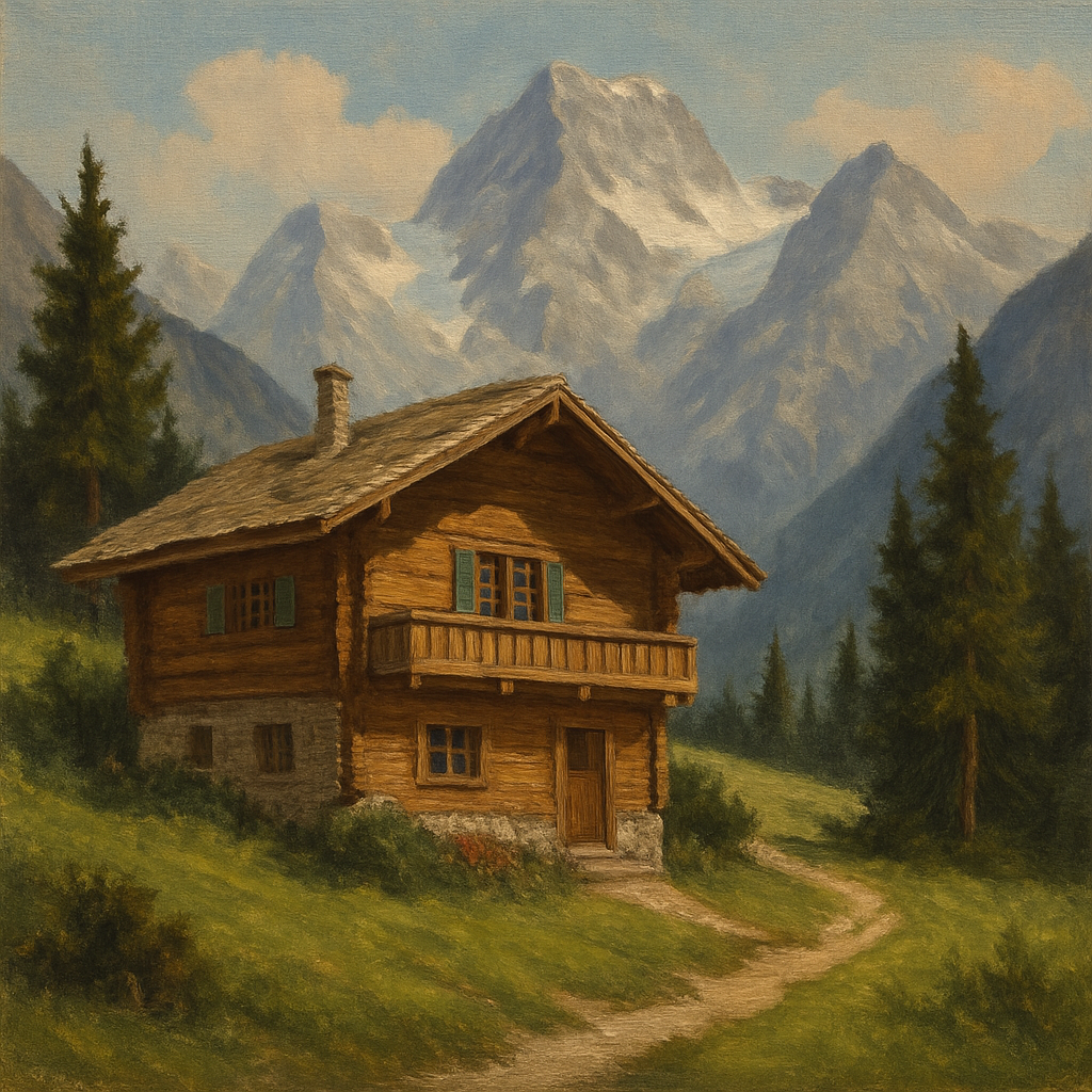 Chalet en bois dans les montagnes