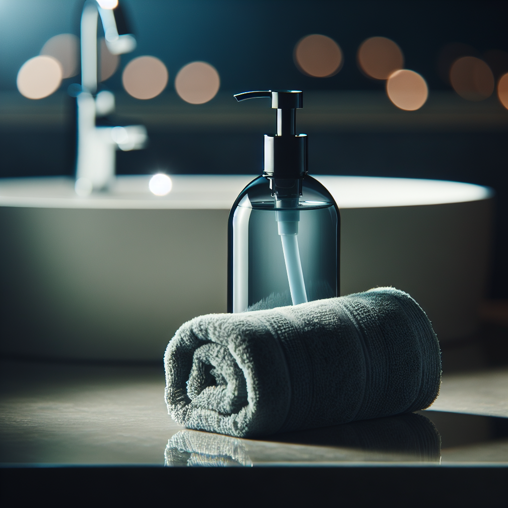 Image of a gentle cleanser bottle next to a clean, fresh face towel