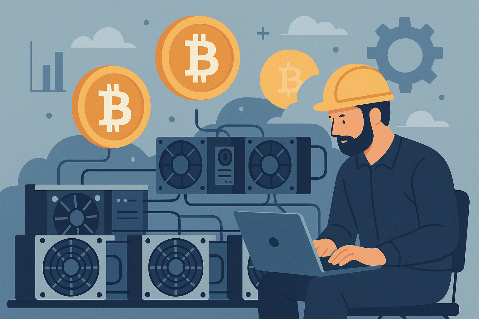 Cryptocurrency mining illustration