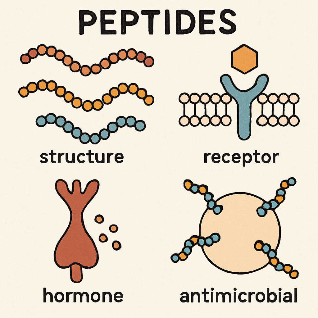 Illustration showing peptide structures and functions
