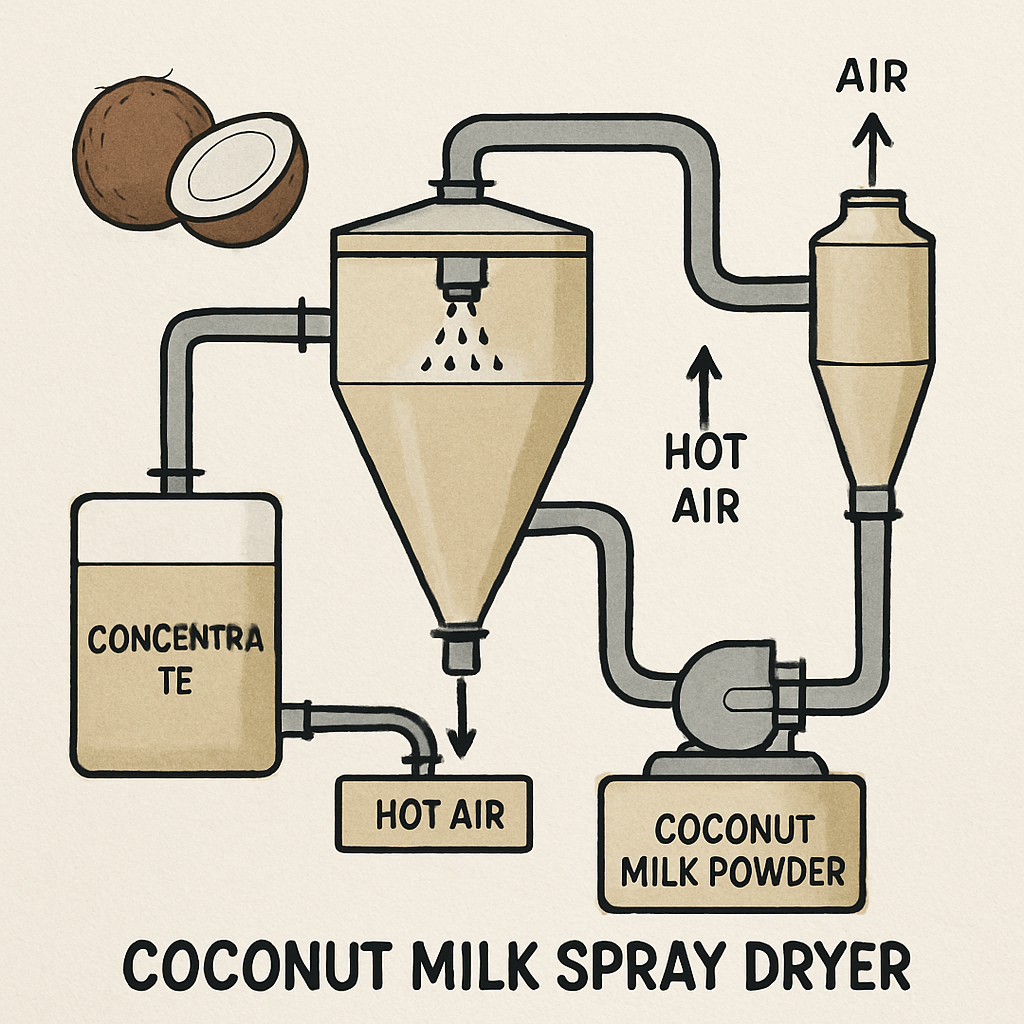 Coconut milk spray dryer setup