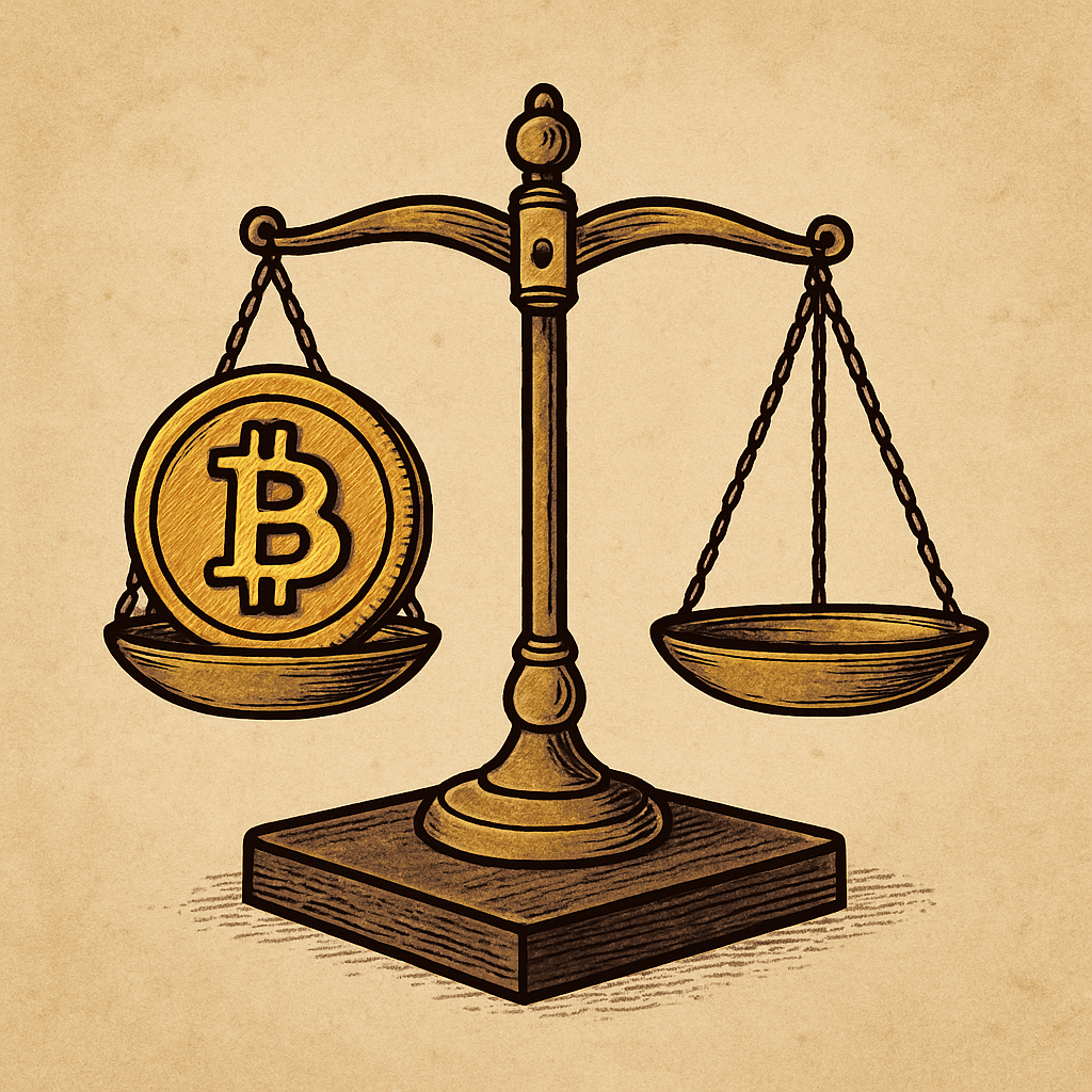 Cryptocurrency and legal balance scales