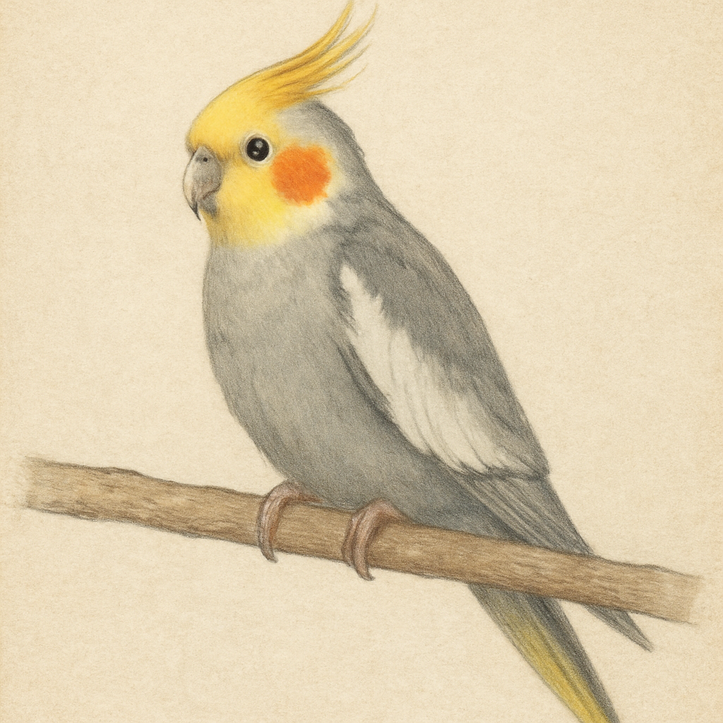 Cockatiel perched on a branch