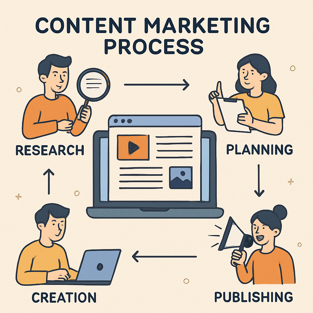 Illustration of content marketing process