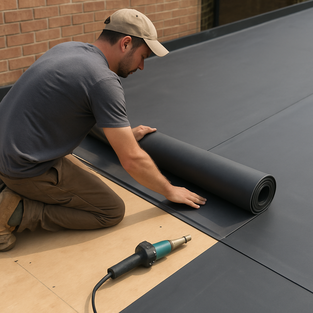 EPDM rubber roofing installation