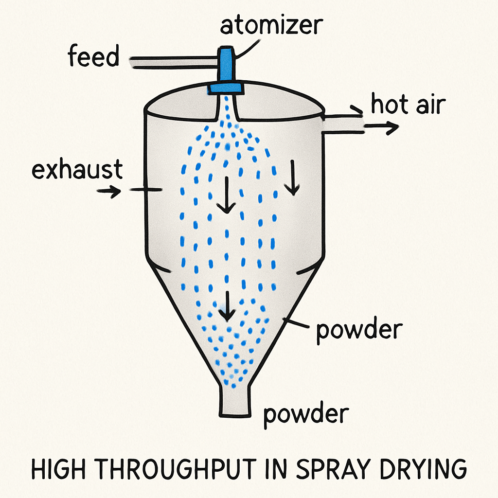 High throughput in spray drying