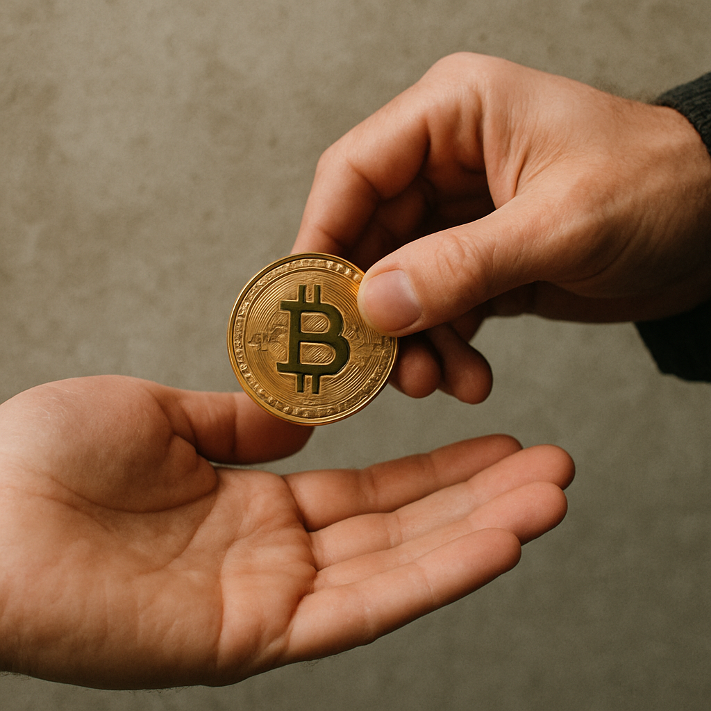 Cryptocurrency exchanging hands