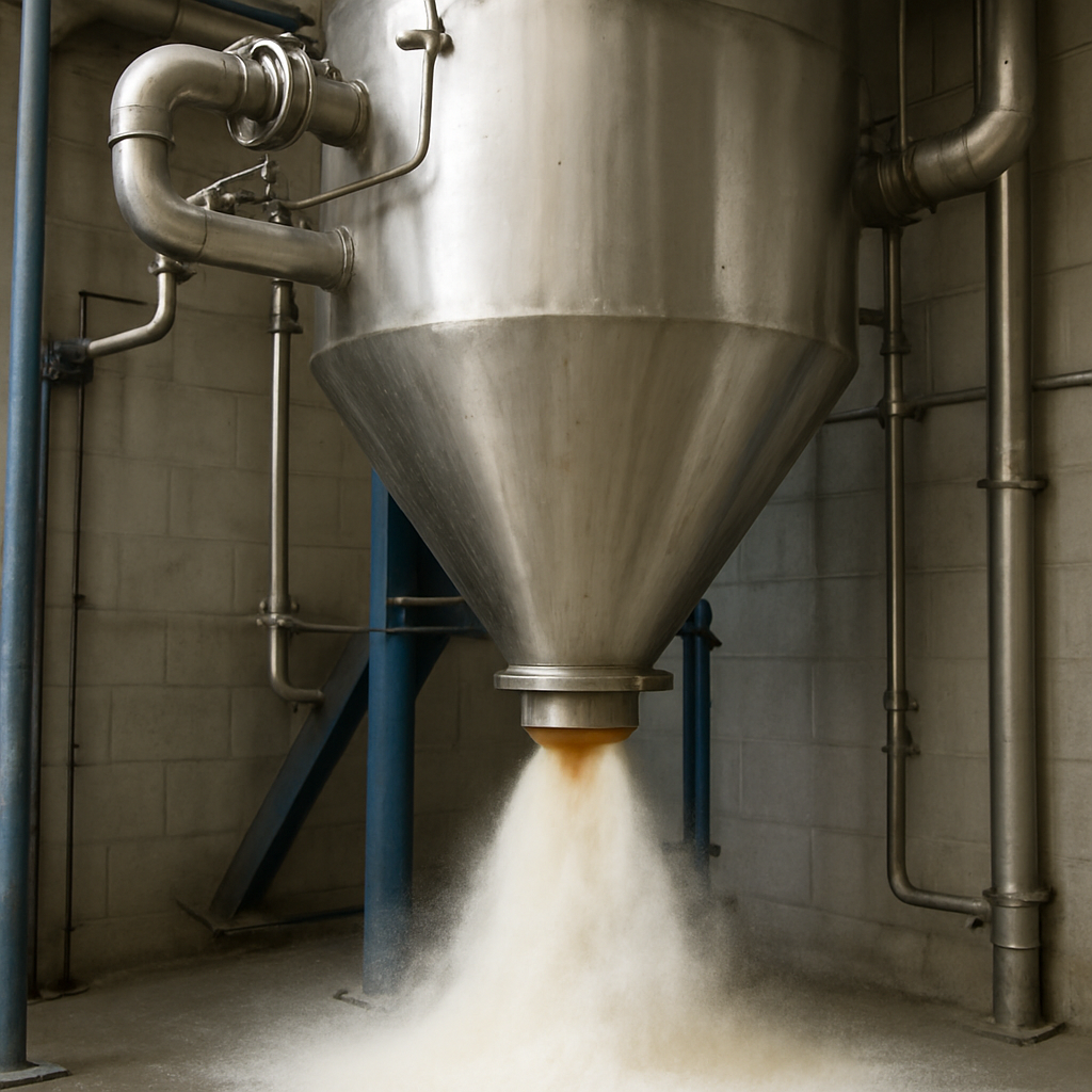 Spray dryer machine in operation