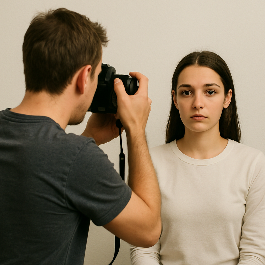 Photographer taking passport photo