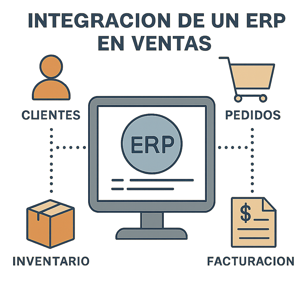 Gráfico de integración de un ERP en ventas mensuales
