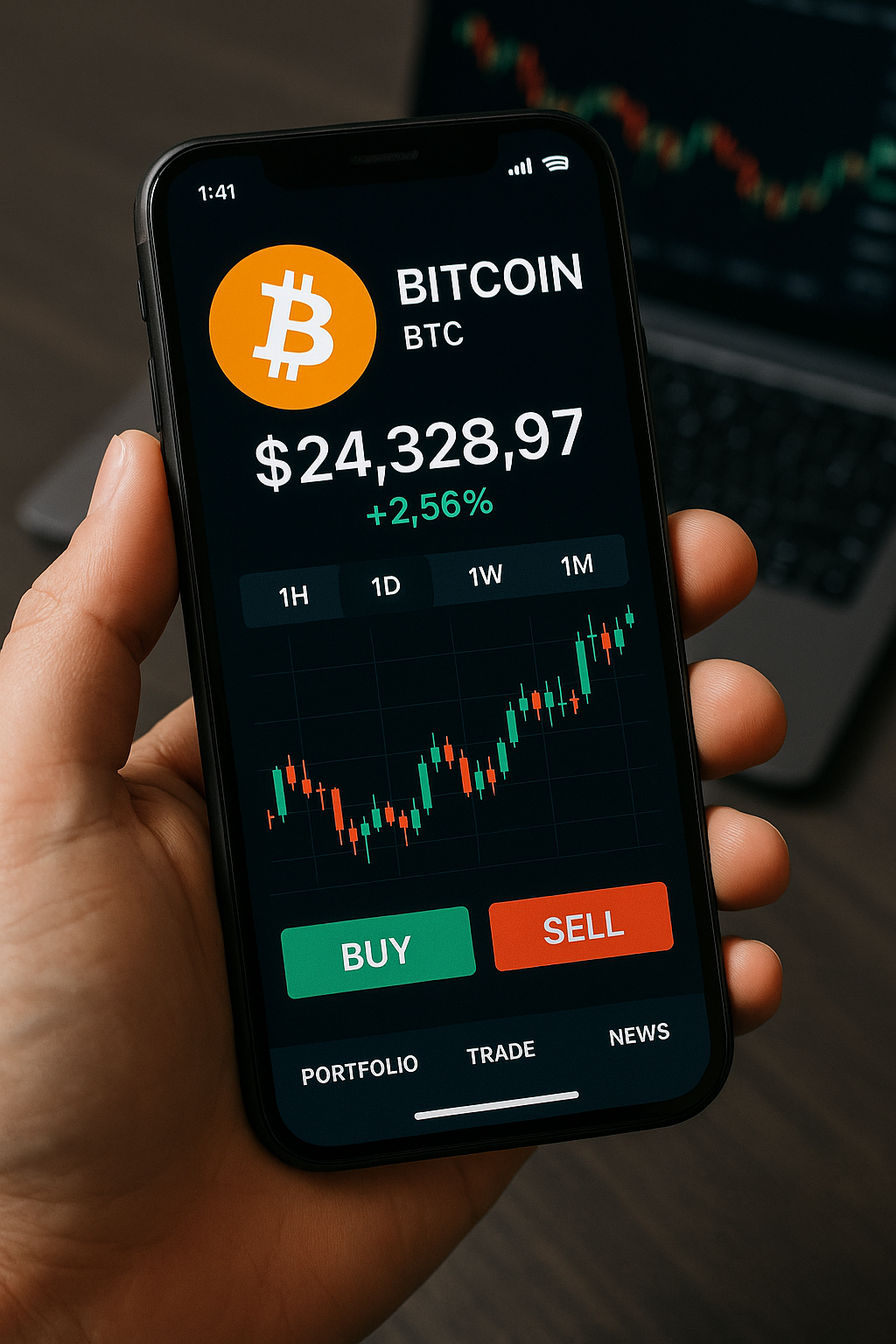 Cryptocurrency trading on mobile device