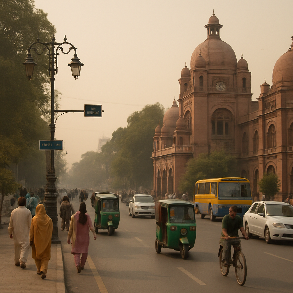 Lively scene on Mall Road Lahore