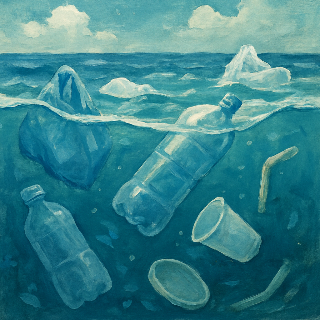Plastic waste polluting the ocean