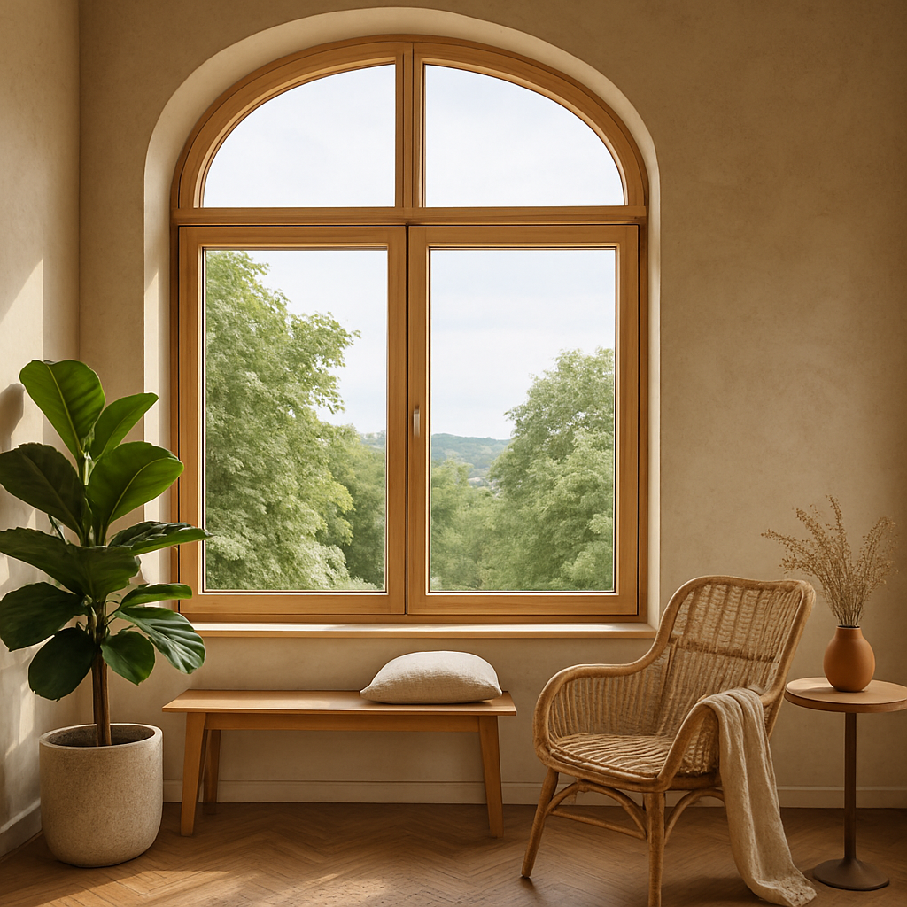 Stylish eco-friendly windows enhancing an interior space