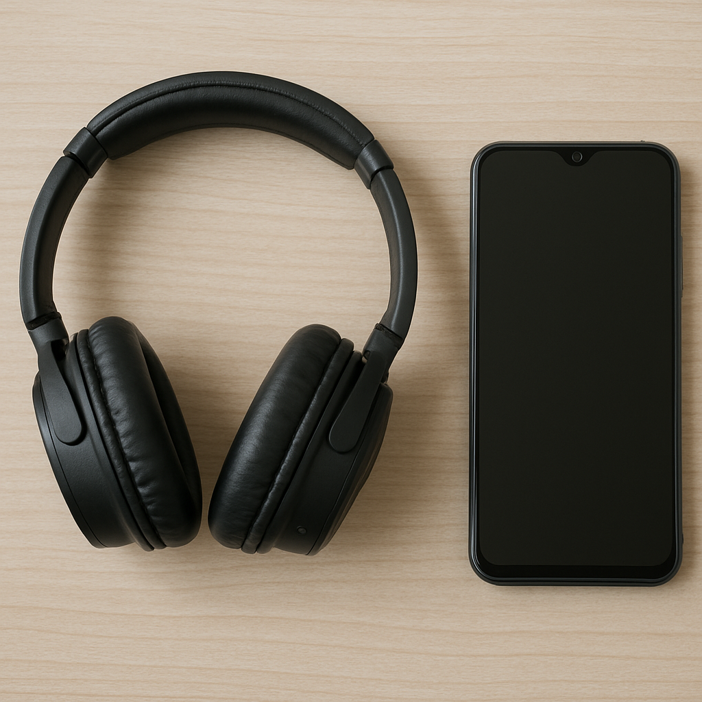 Bluetooth headphones with smartphone