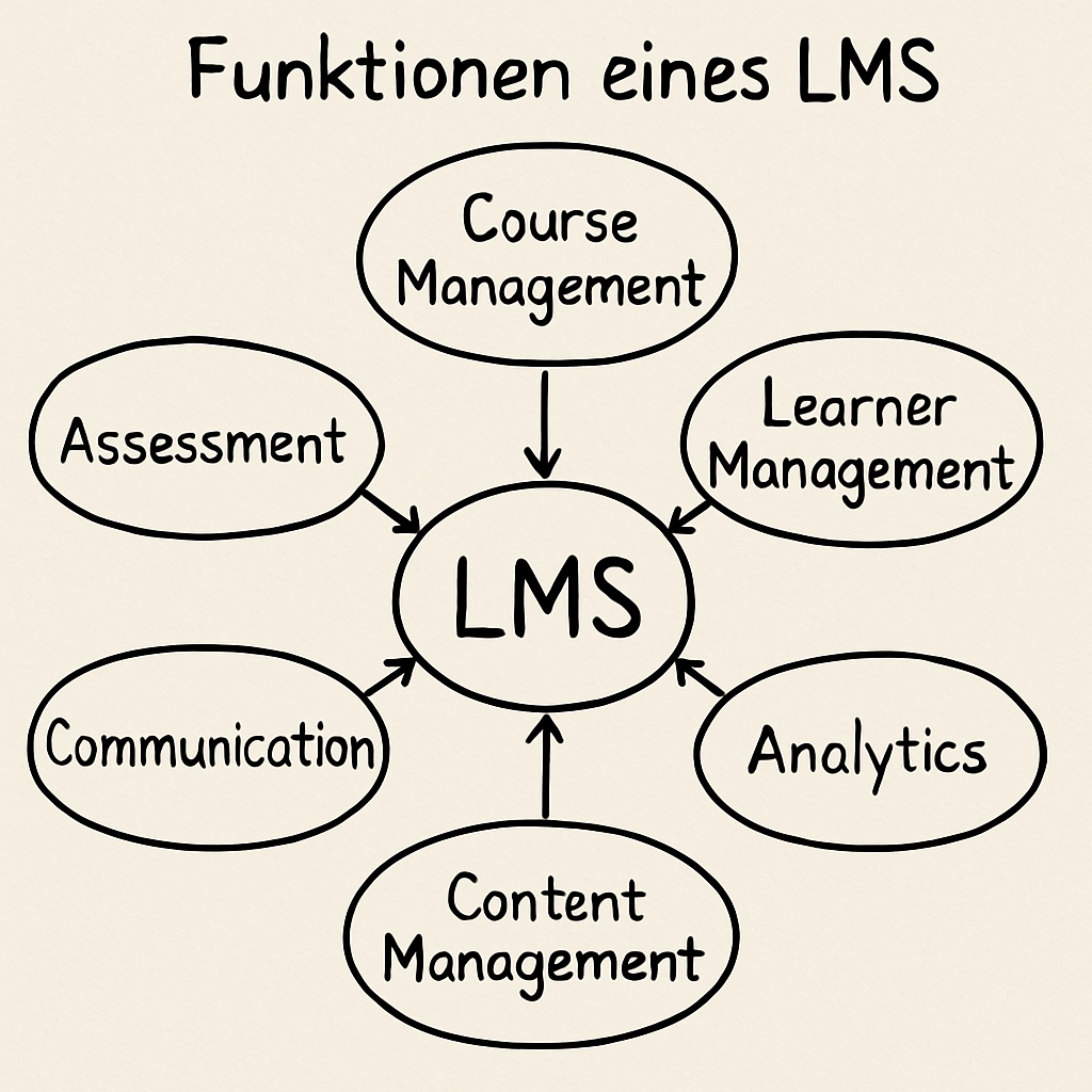 Ein Diagramm, das die Funktionen eines LMS zeigt
