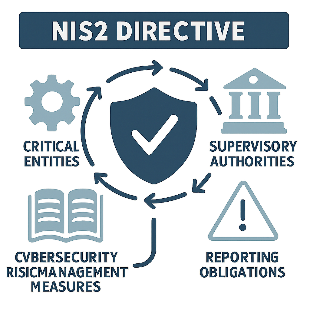 Graphic illustrating the NIS2 Directive framework