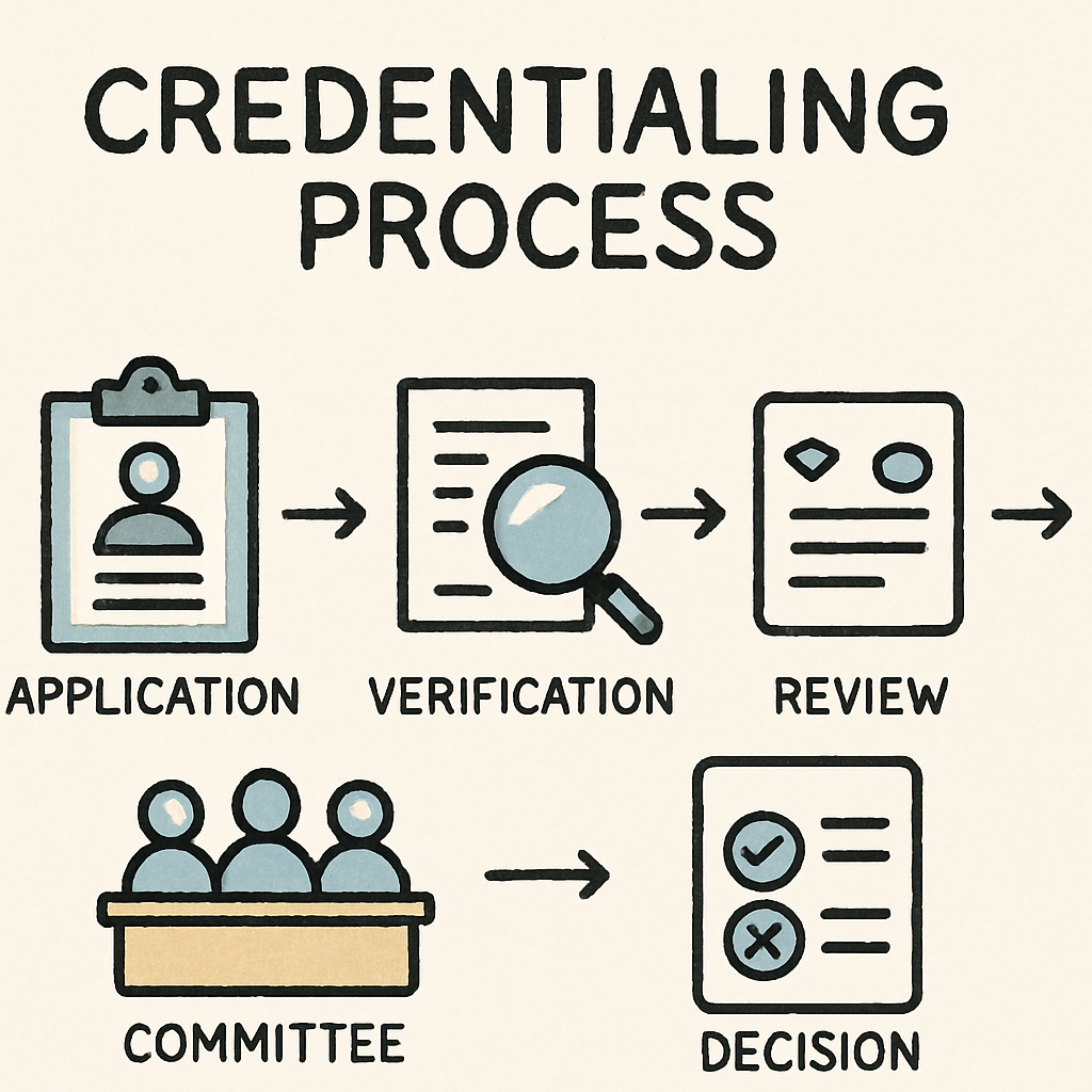 Illustration of a credentialing process workflow