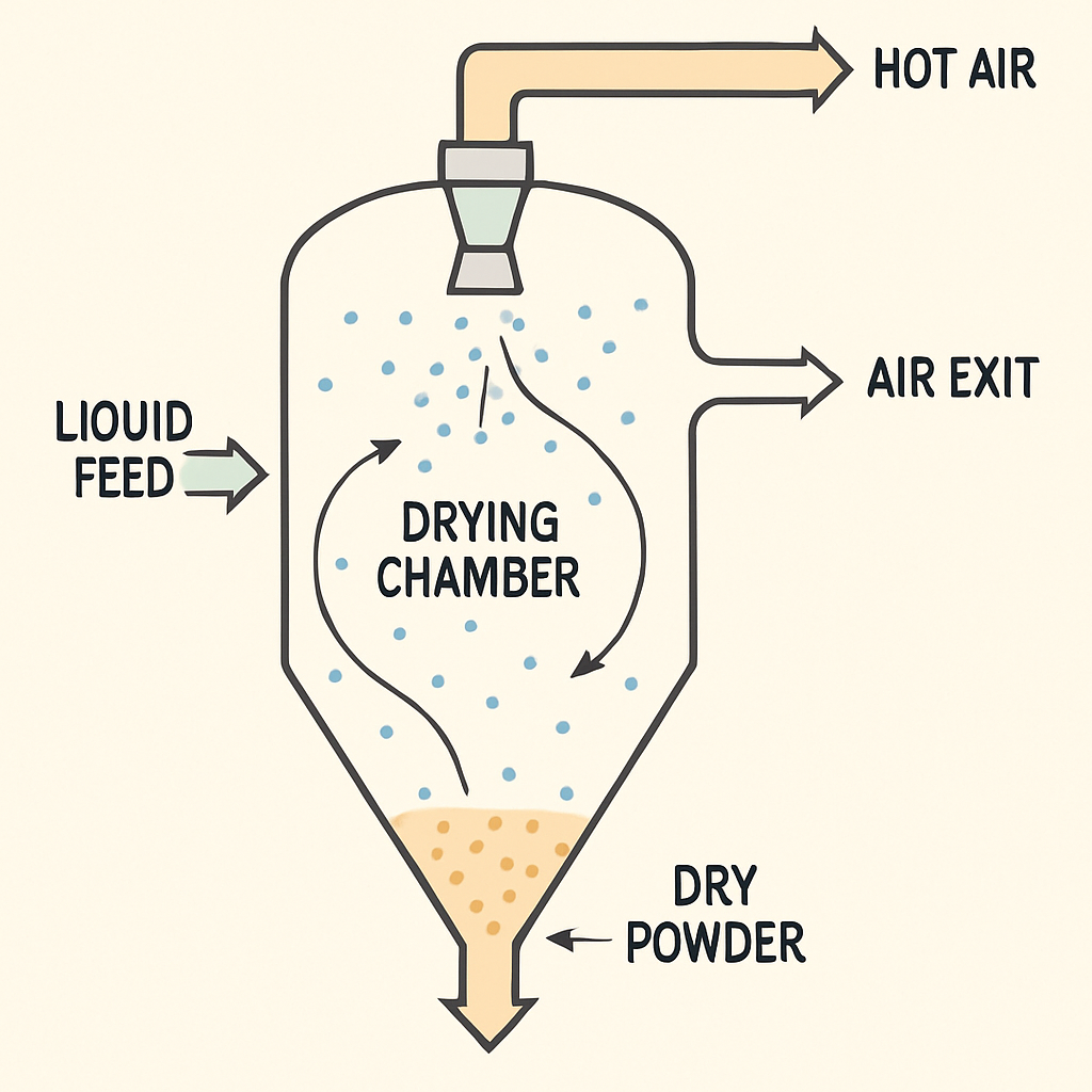 Illustration of spray drying process