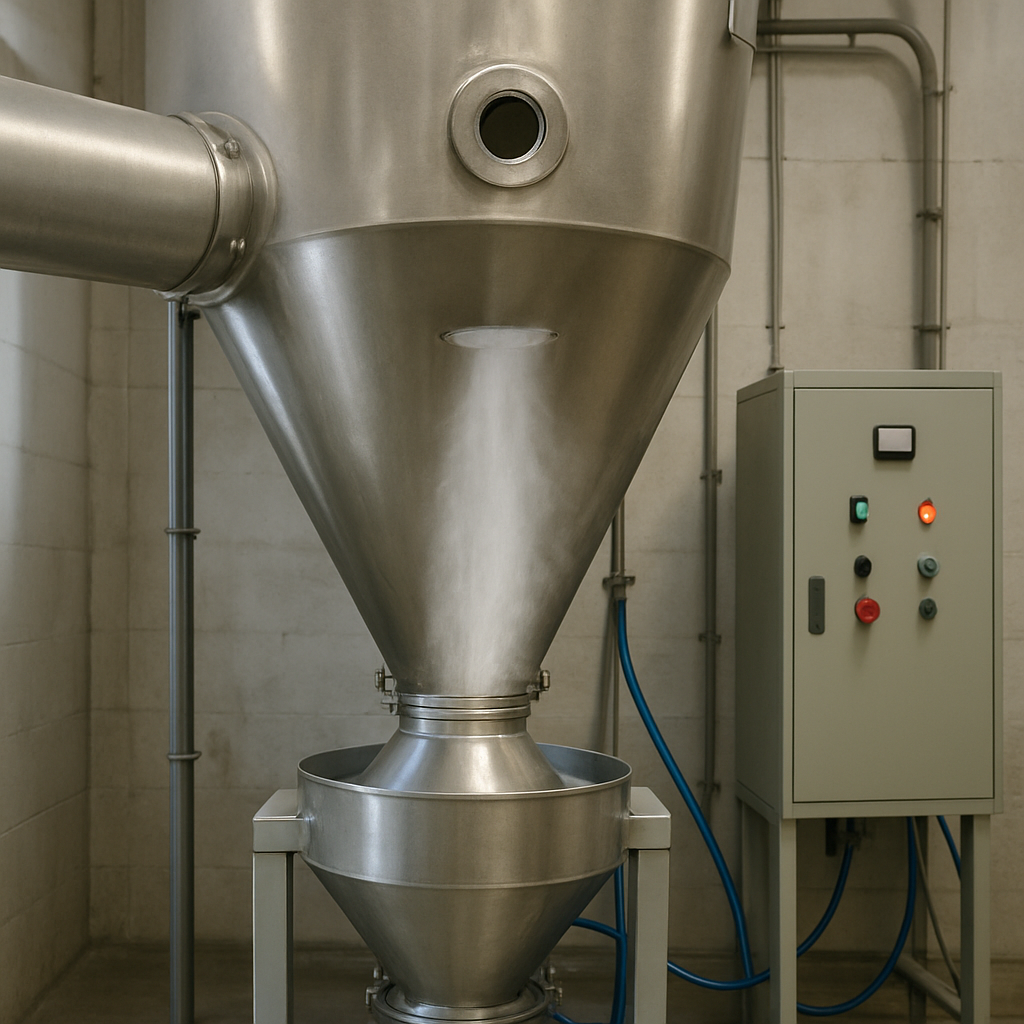 Spray drying machine in operation